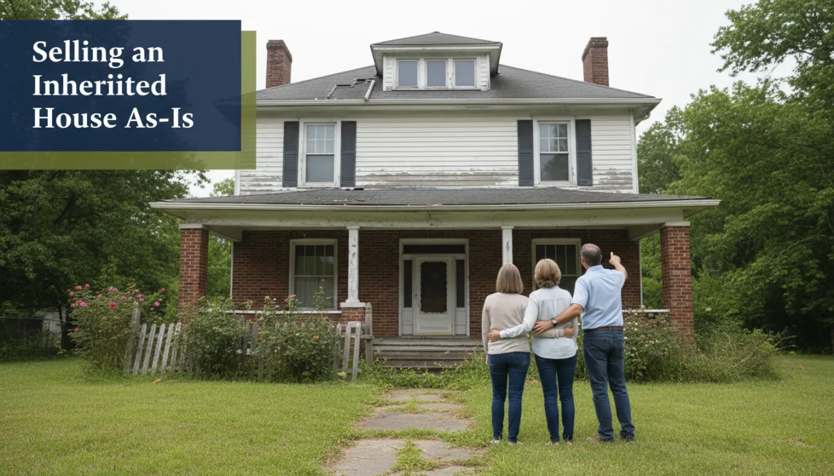 Three family members discussing selling an inherited house