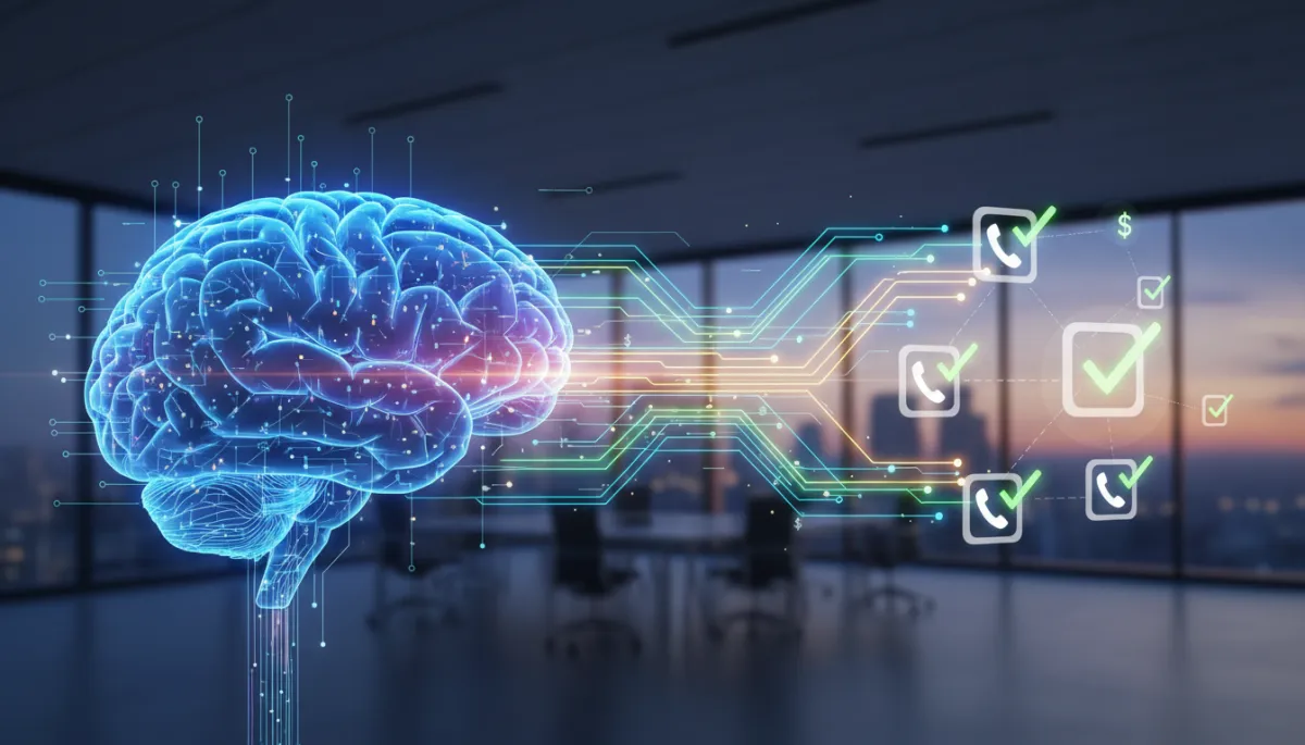 Professional supported by AI call transcripts and automation on screen