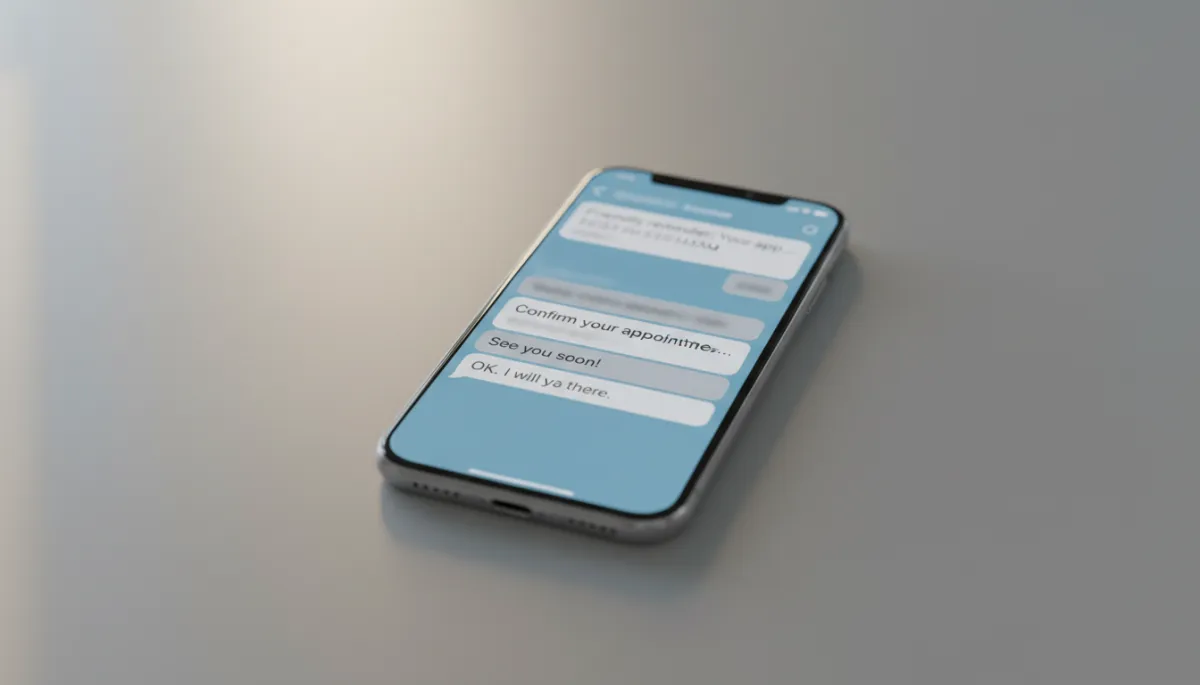 Phone displaying automated appointment reminder messages