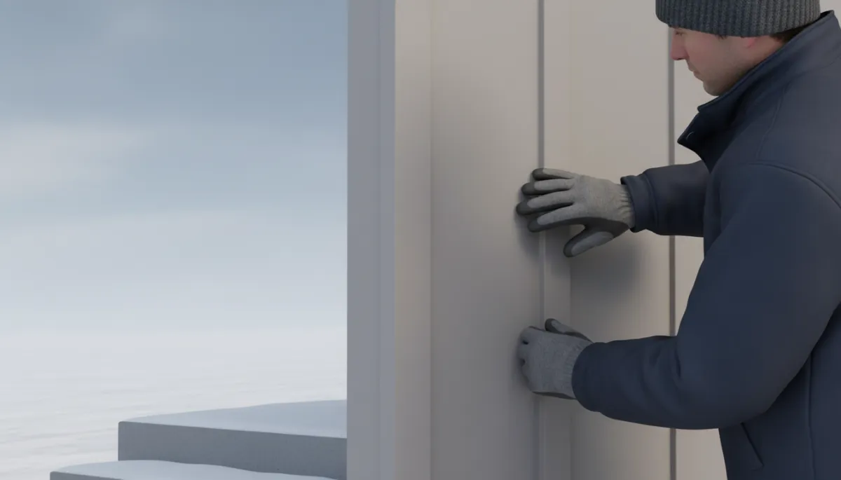 Contractor inspecting durable siding joints on a cold-climate home