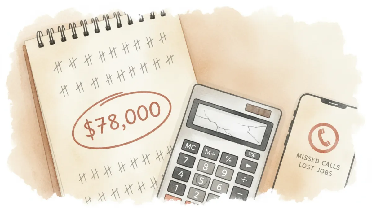 Calculation of annual revenue lost from missed service calls