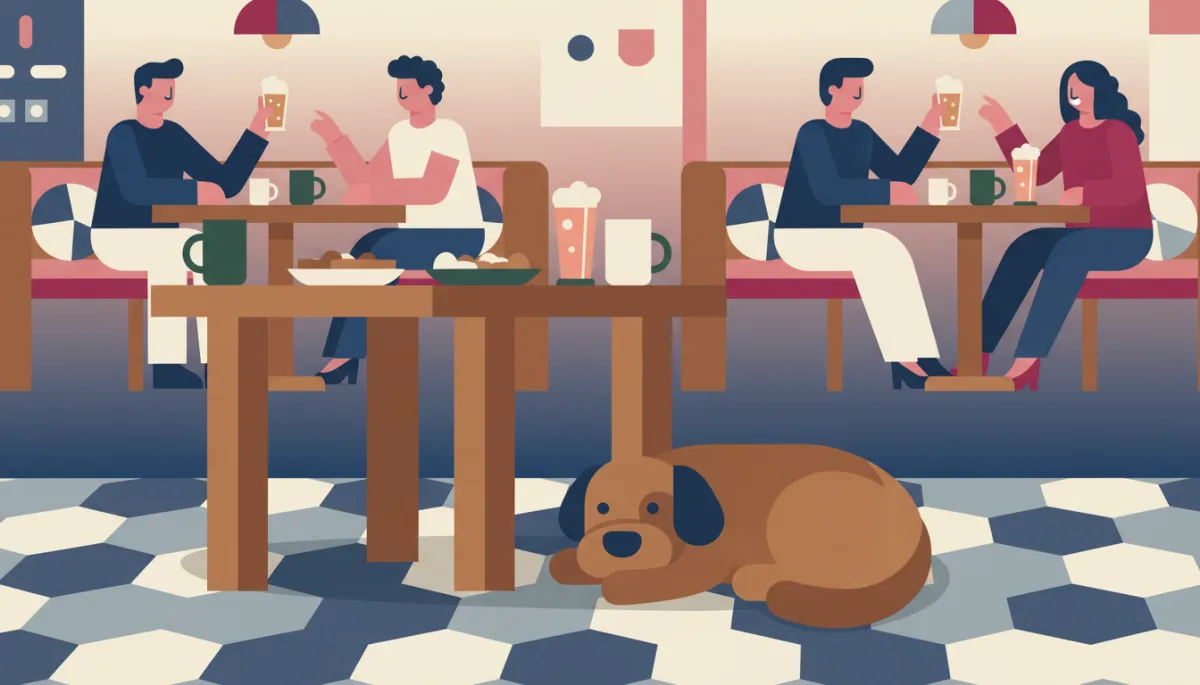 Dog resting on the floor of a cosy Cornish pub