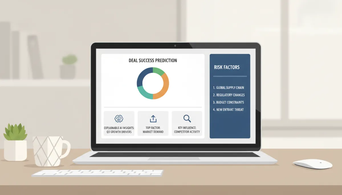 Laptop displaying explainable AI revenue insights on a modern desk