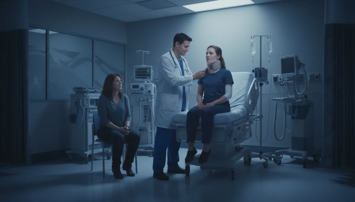 Doctor examining an injured driver in a Missouri emergency room after a car accident Doctor examining an injured driver in a Missouri emergency room after a car accident