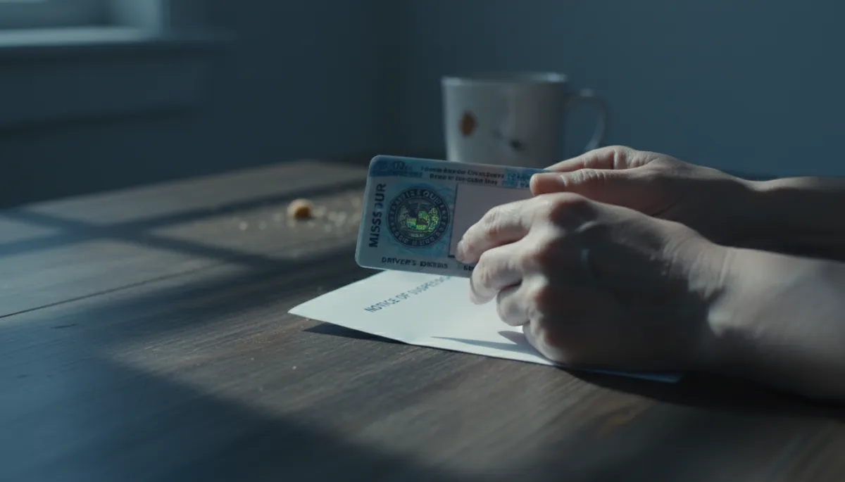 Person reviewing a Missouri driver's license suspension notice at home Person reviewing a Missouri driver's license suspension notice at home