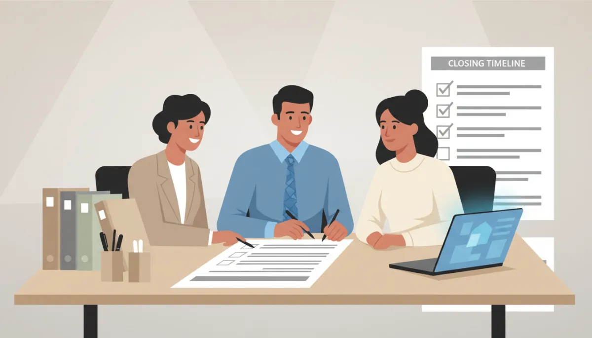 Real estate agent and lender coordinating a detailed closing timeline with a homebuyer