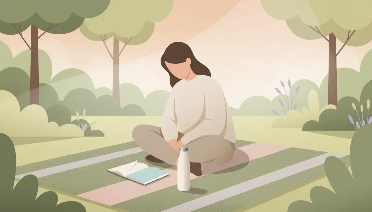 Person relaxing on a blanket in a quiet park under soft sunlight