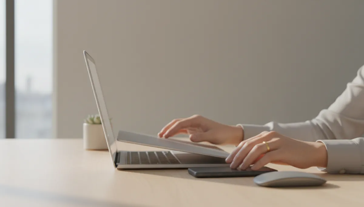 Person closing laptop and putting phone down to set work boundaries