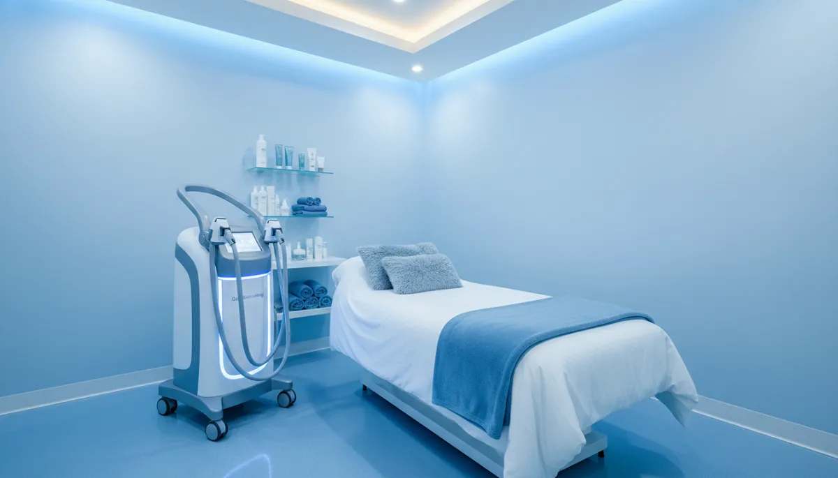 Cool, modern med spa treatment room ready for patients