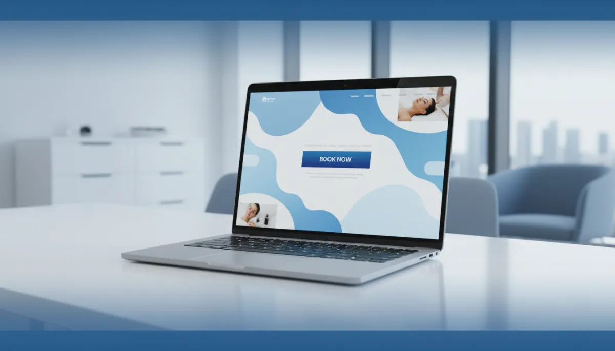 Laptop displaying a high-converting med spa landing page