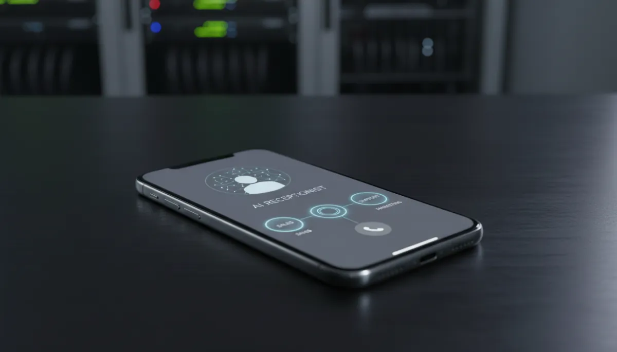 Phone interface representing professional AI-powered call routing for a service business