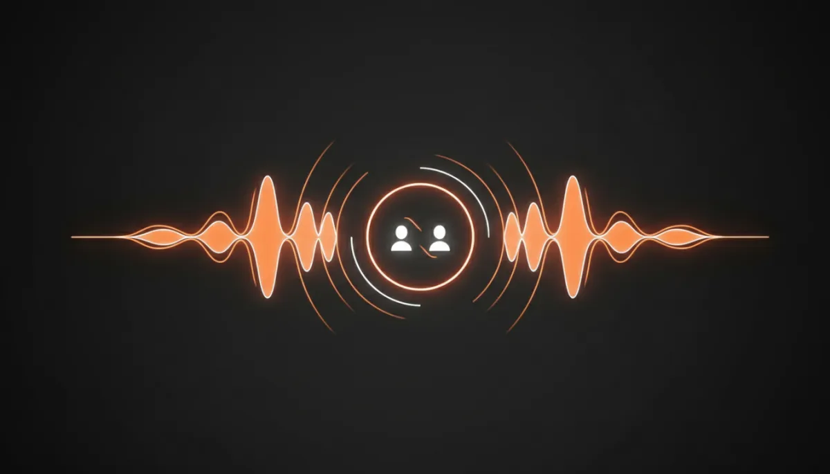 Minimal glowing Voice AI call interface with orange sound waves on dark background Minimal glowing Voice AI call interface with orange sound waves on dark background