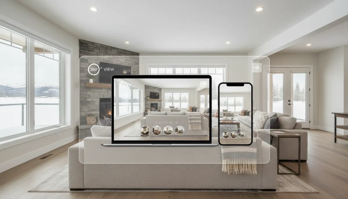 Modern clean virtual tour of an Alaskan property on multiple devices
