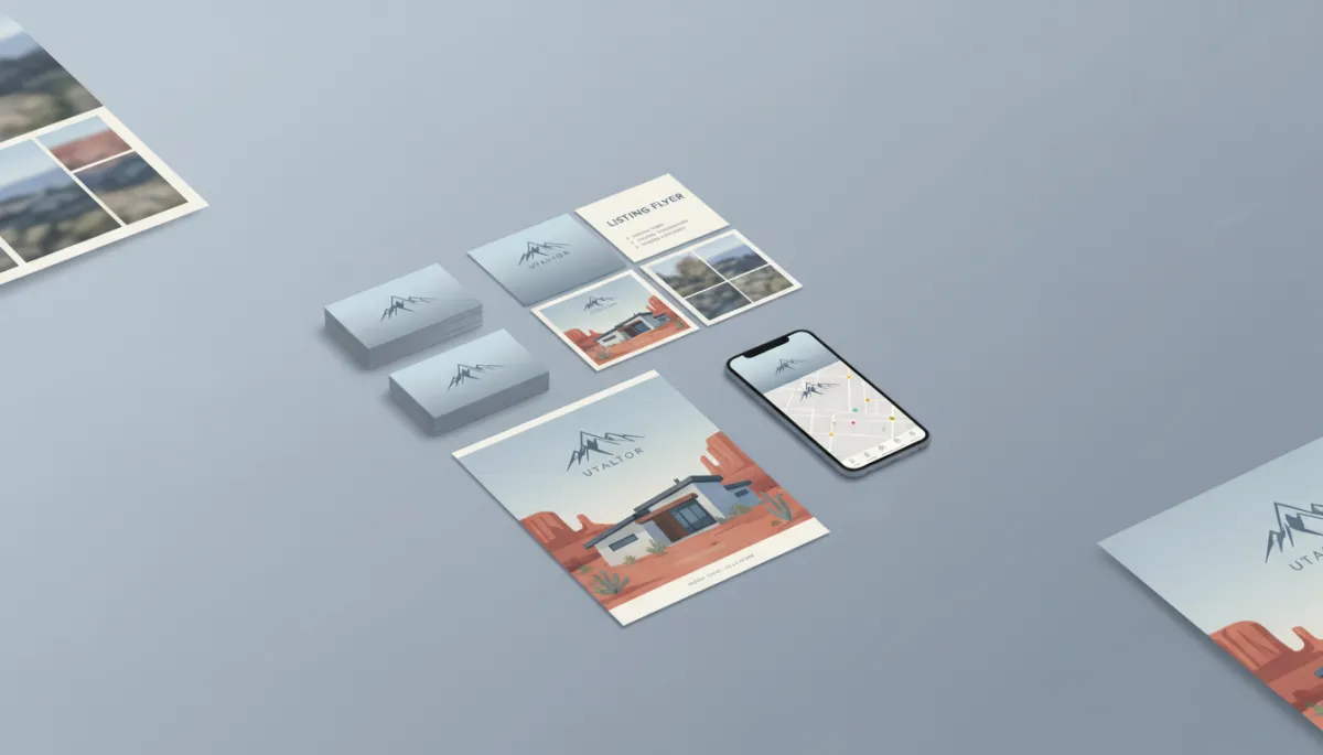 Coordinated media branding materials for a Utah real estate agent Coordinated media branding materials for a Utah real estate agent