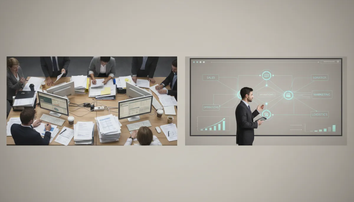 Comparison between manual workflows and AI-automated business processes Comparison between manual workflows and AI-automated business processes