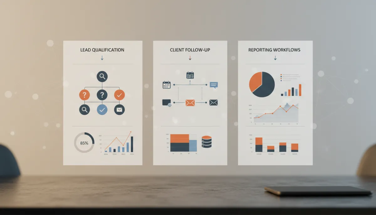 Professional dashboard illustrating role-based AI agents owning specific business workflows Professional dashboard illustrating role-based AI agents owning specific business workflows
