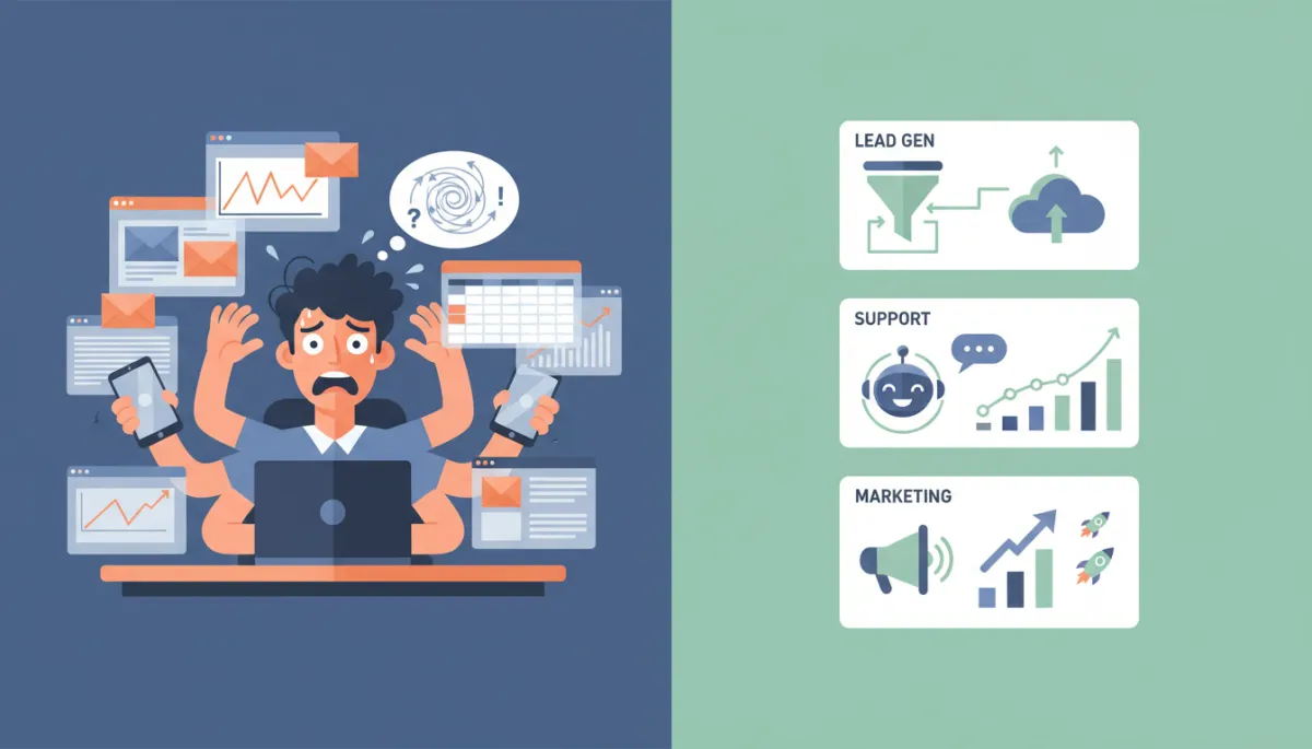 Comparison of manual small business work versus AI agents automating core workflows Comparison of manual small business work versus AI agents automating core workflows