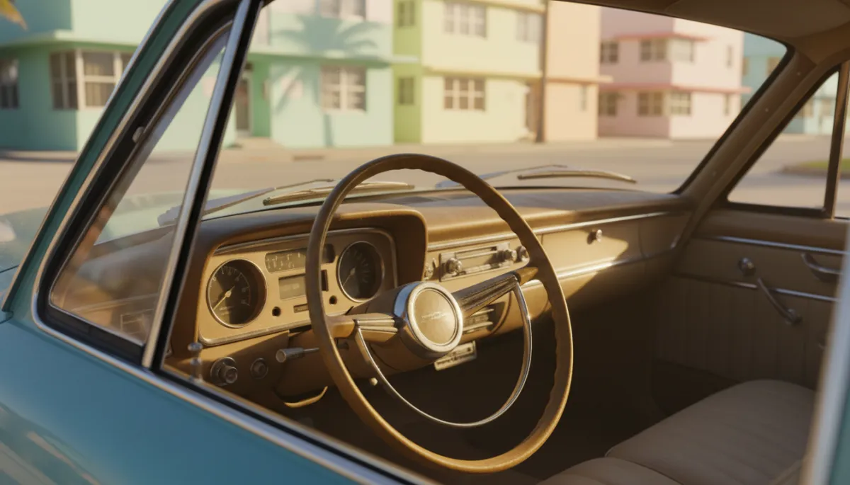 Car interior showing sun exposure through side glass in Miami