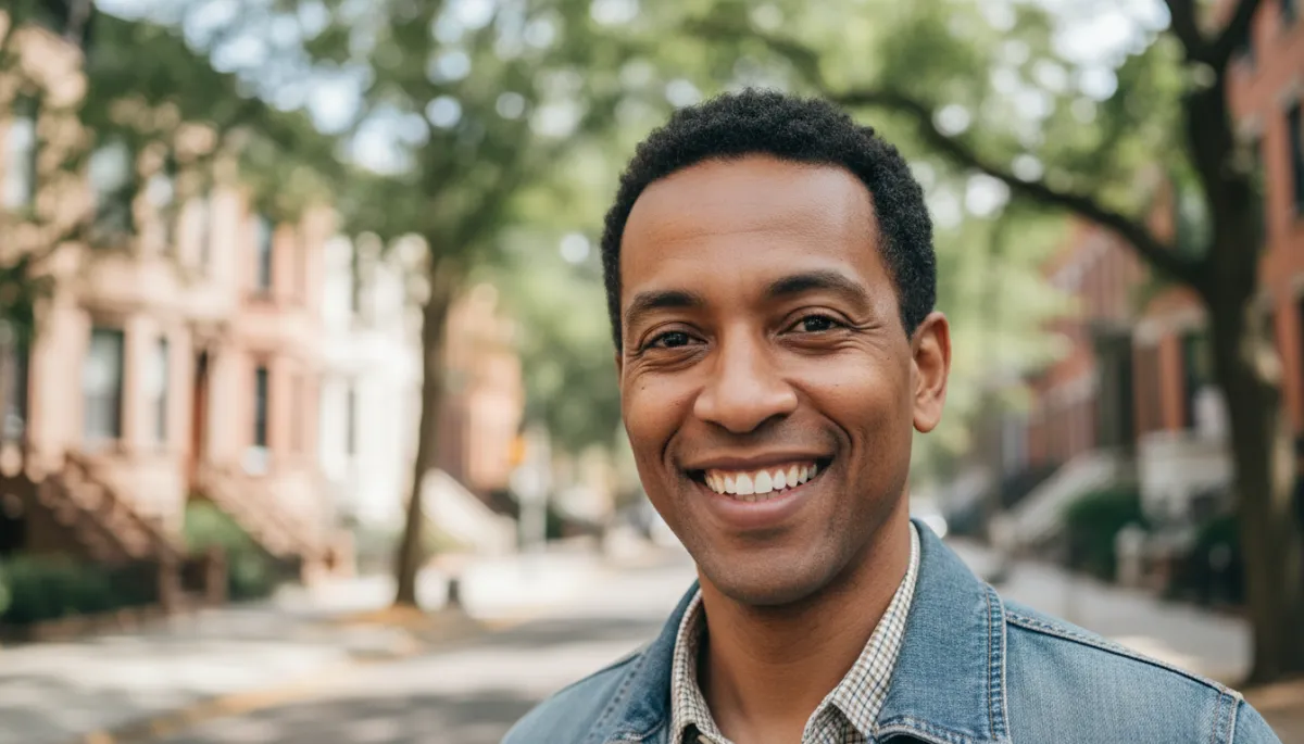 Confident Brooklyn patient smiling with healthy teeth