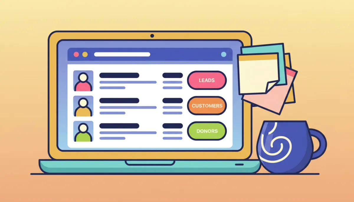 Organized dashboard showing leads, customers, and donors in a simple system