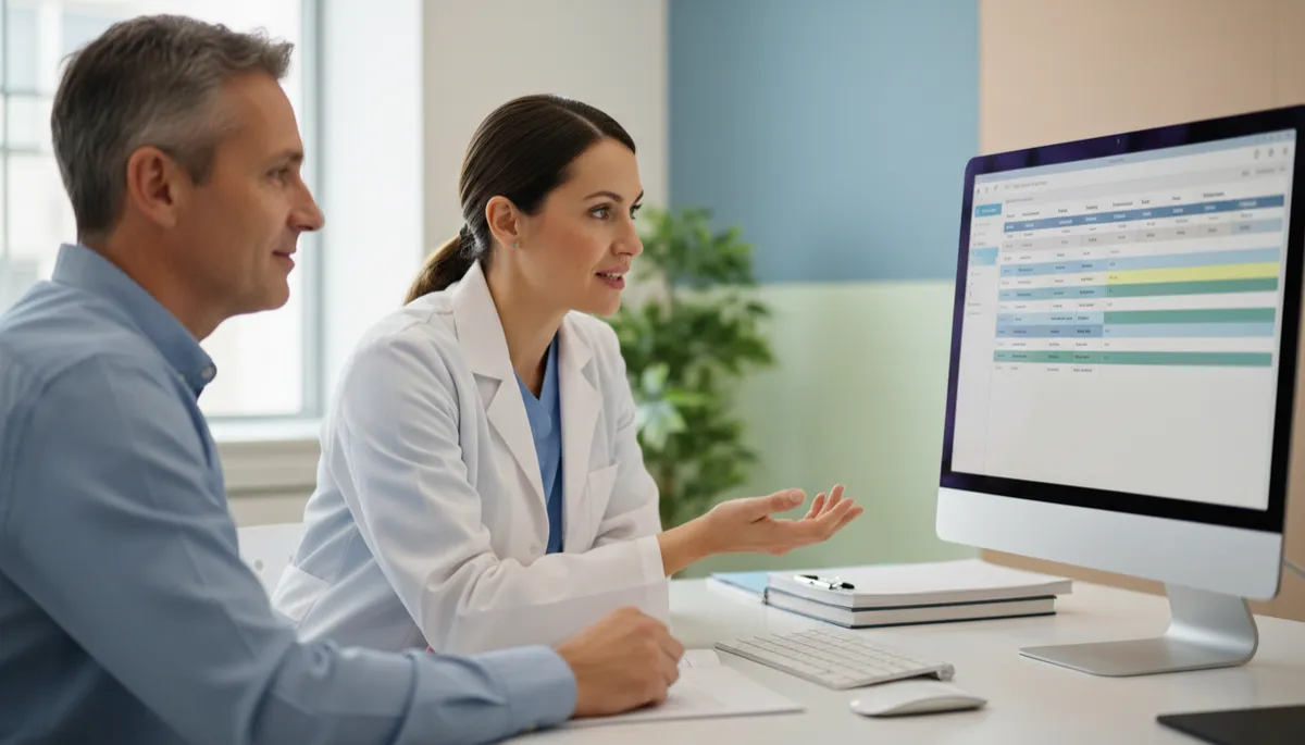 GP consulting with a patient in a modern primary care surgery