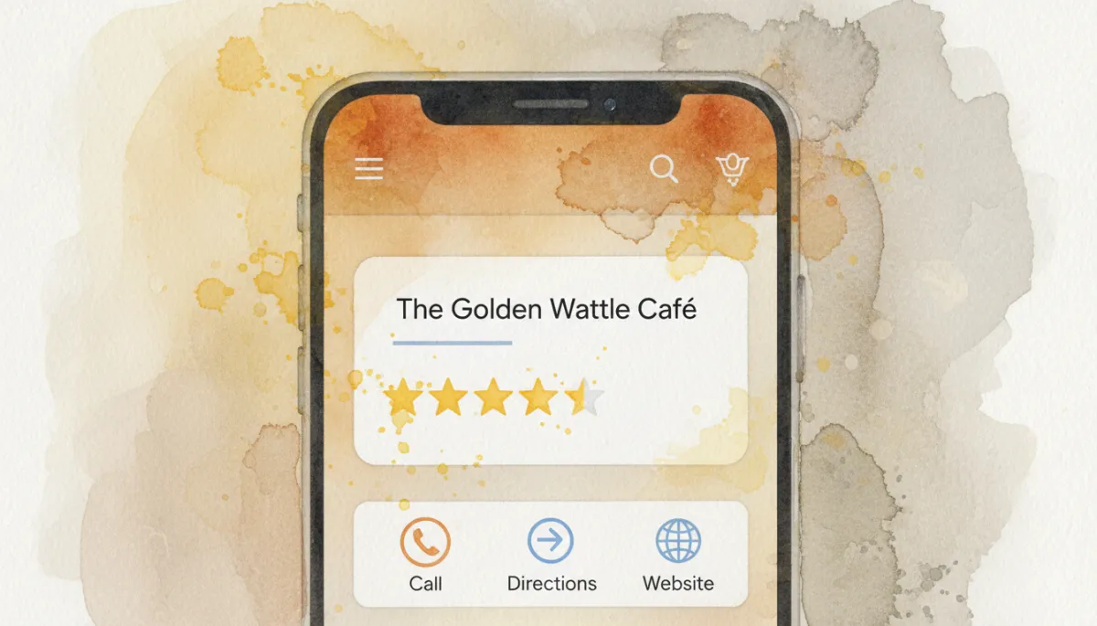 Local search result on smartphone for an Australian café