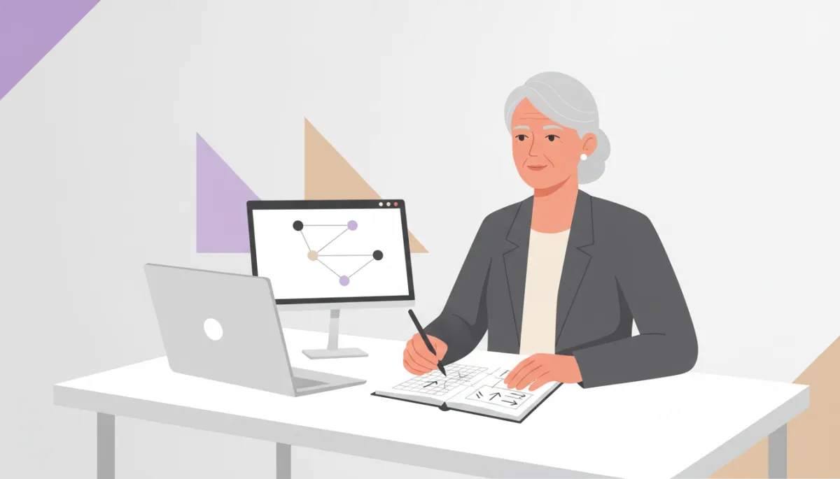 Woman in her late fifties planning a new chapter at her desk