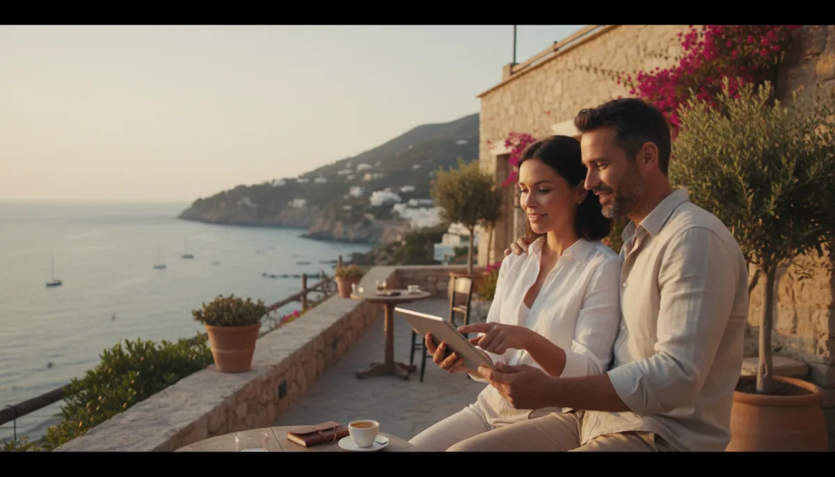 Couple discussing travel plans with a professional travel agent