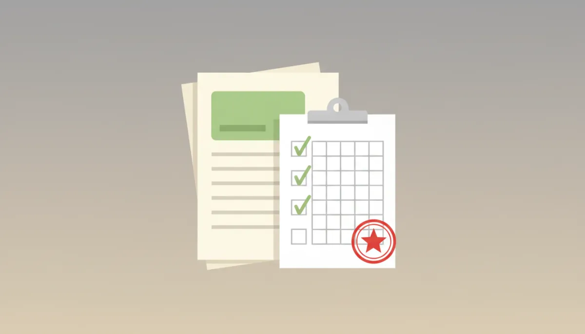 Flat illustration of green card renewal documents and checklist