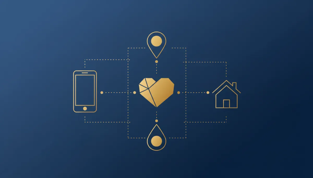 Ilustración de íconos de teléfono, corazón, ubicación y casa que simbolizan apoyo familiar y comunicación durante detención