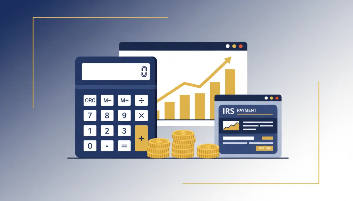Flat illustration of tools used to plan and make IRS quarterly payments