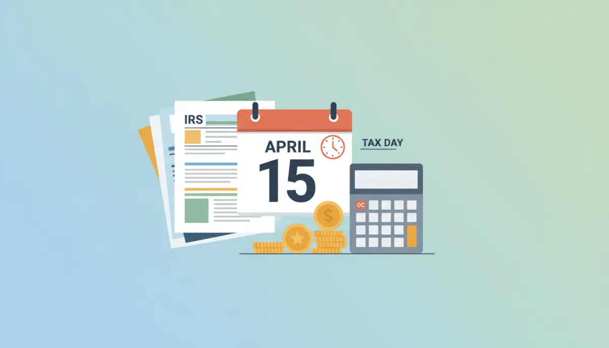 Ilustración plana de formularios del IRS, calendario y calculadora