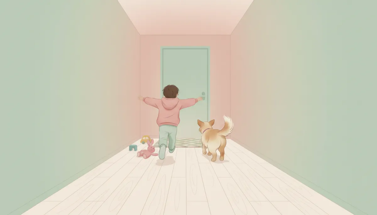 Family hallway with durable plank flooring for kids and pets Family hallway with durable plank flooring for kids and pets