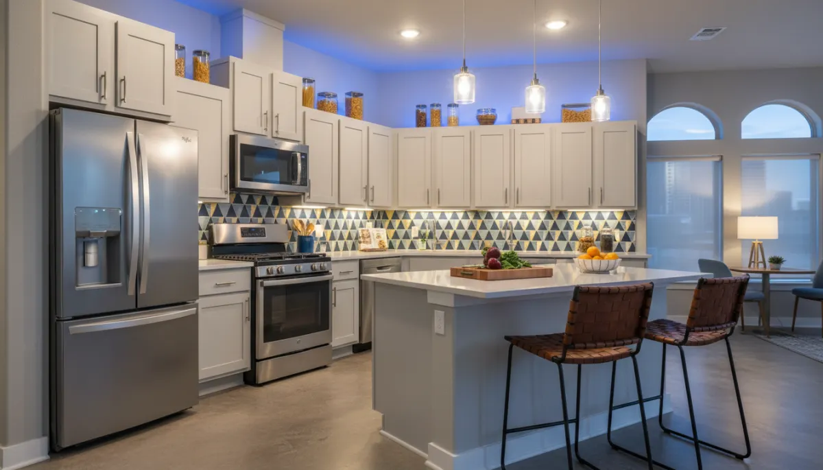 Modern fully equipped kitchen in a San Antonio furnished monthly rental