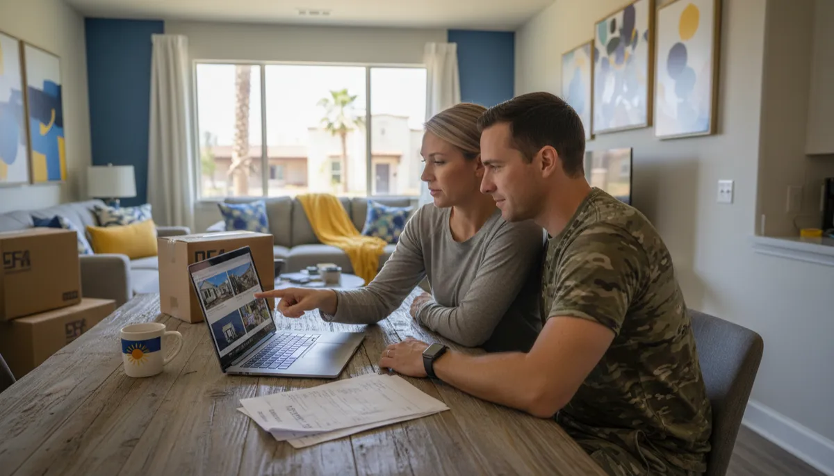 Military couple researching furnished housing options for their PCS to San Antonio