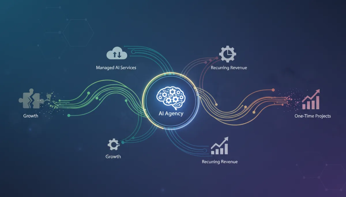 i need an seo image. Context: This is for a blog post about "AI Agency Recurring Revenue: Why Managed AI Services Will Outlast One‑Time Projects". Style: Professional quality, photorealistic, high resolution