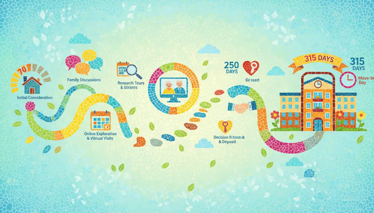 Mosaic-style timeline of senior living decision journey and touchpoints