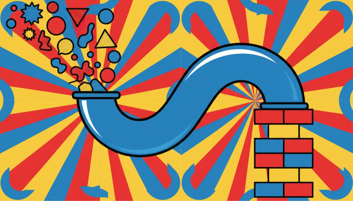 Abstract artistic pop retro visualization of a smooth, structured pipeline