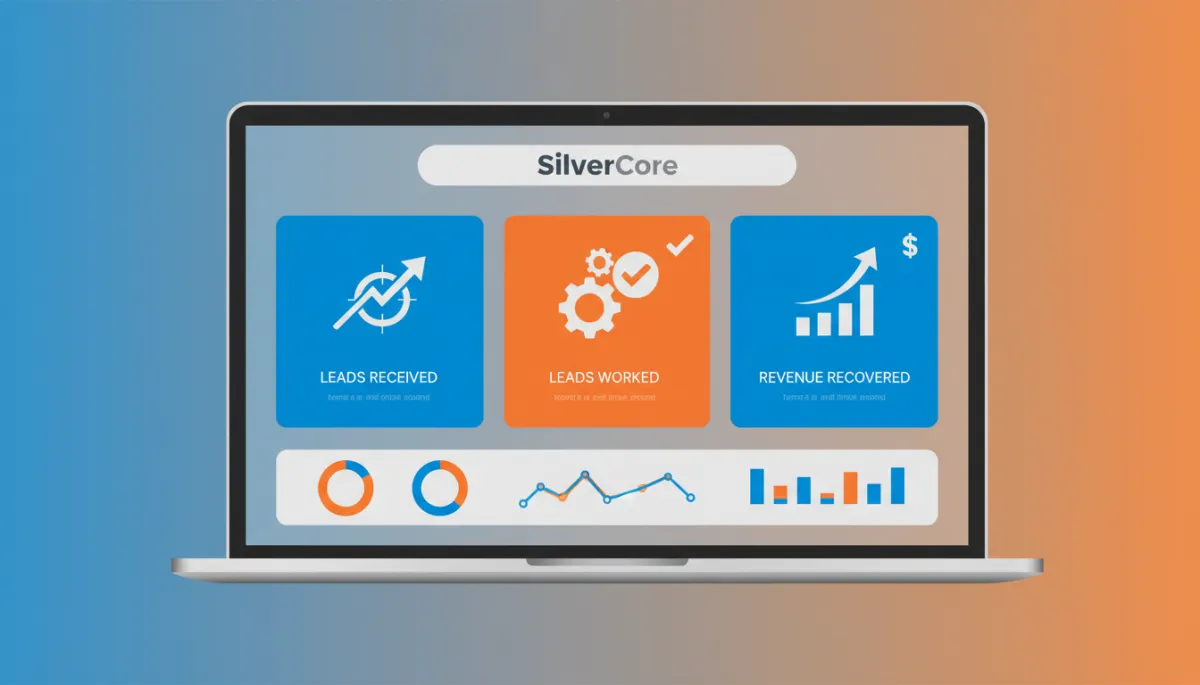SilverCore dashboard showing leads received versus leads worked metrics
