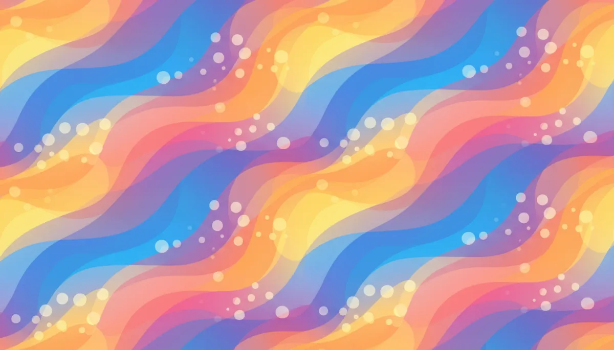 Abstract playful-brights artwork representing rhythmic, repeating touchpoints in a referral system