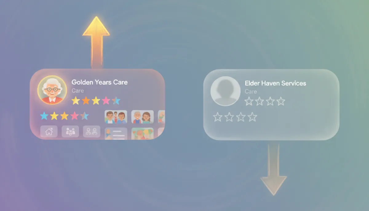Illustrated comparison of active and inactive senior care profiles in soft pastel colors