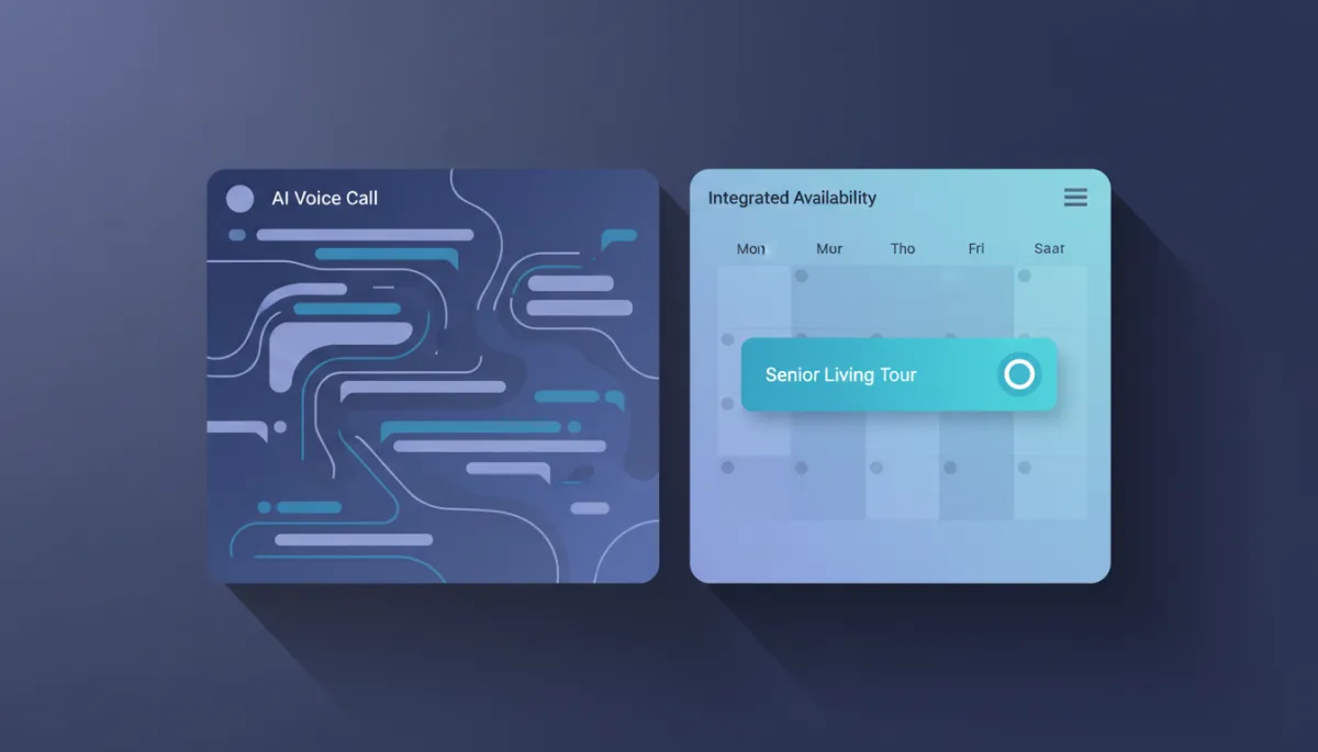 Dashboard showing AI voice call transcript and real-time tour calendar availability Dashboard showing AI voice call transcript and real-time tour calendar availability