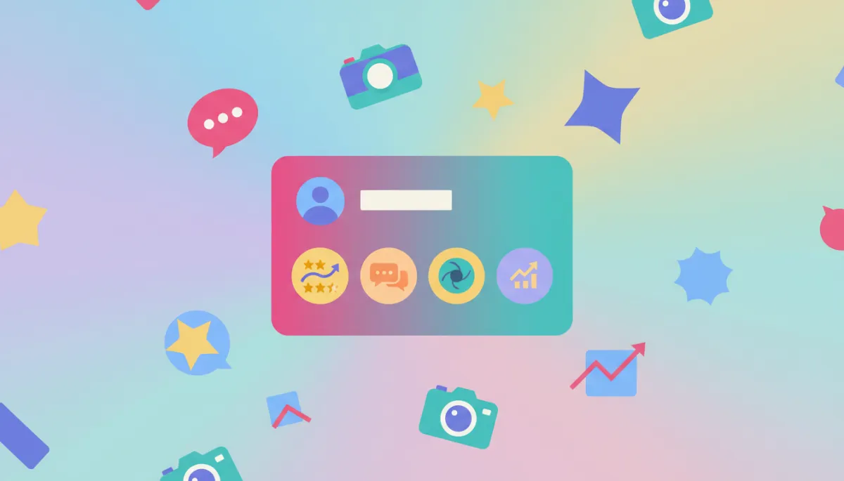 Modern clean pop retro illustration of engagement signals around a Google Business Profile