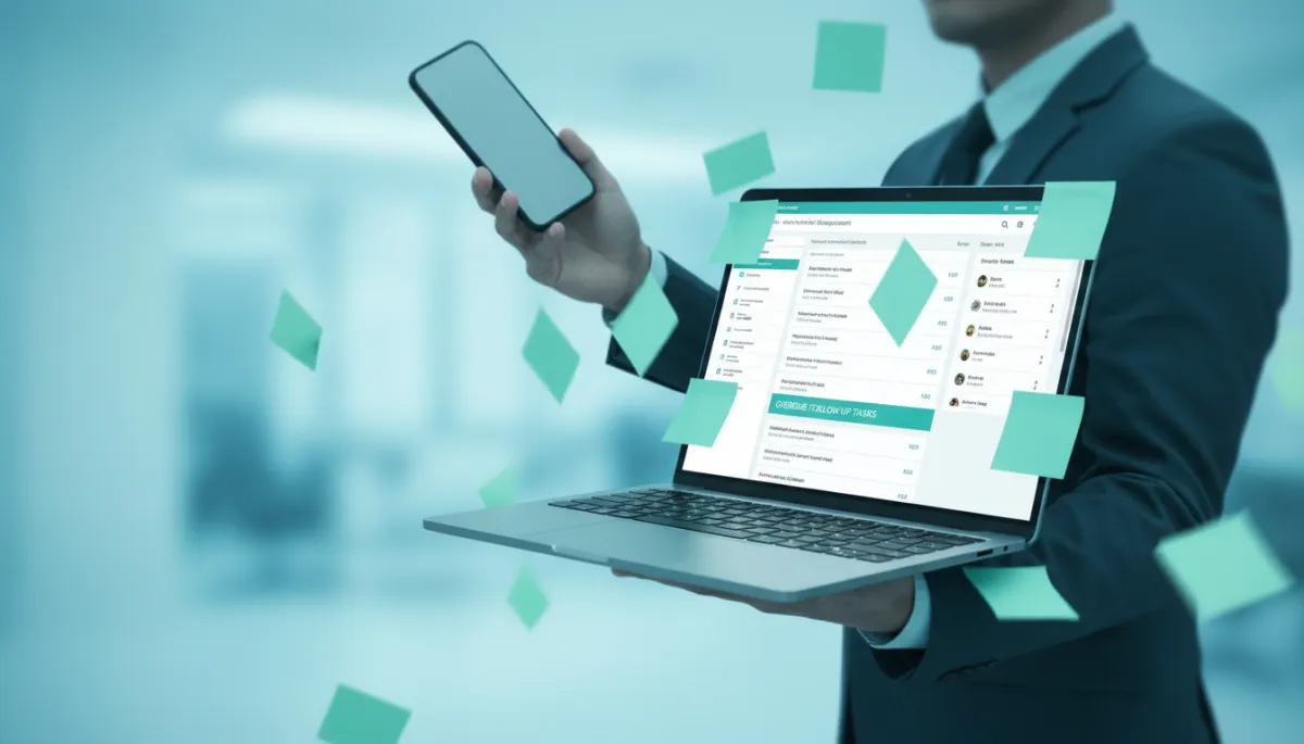 Stressed sales rep managing overdue manual follow-up tasks in CRM Stressed sales rep managing overdue manual follow-up tasks in CRM