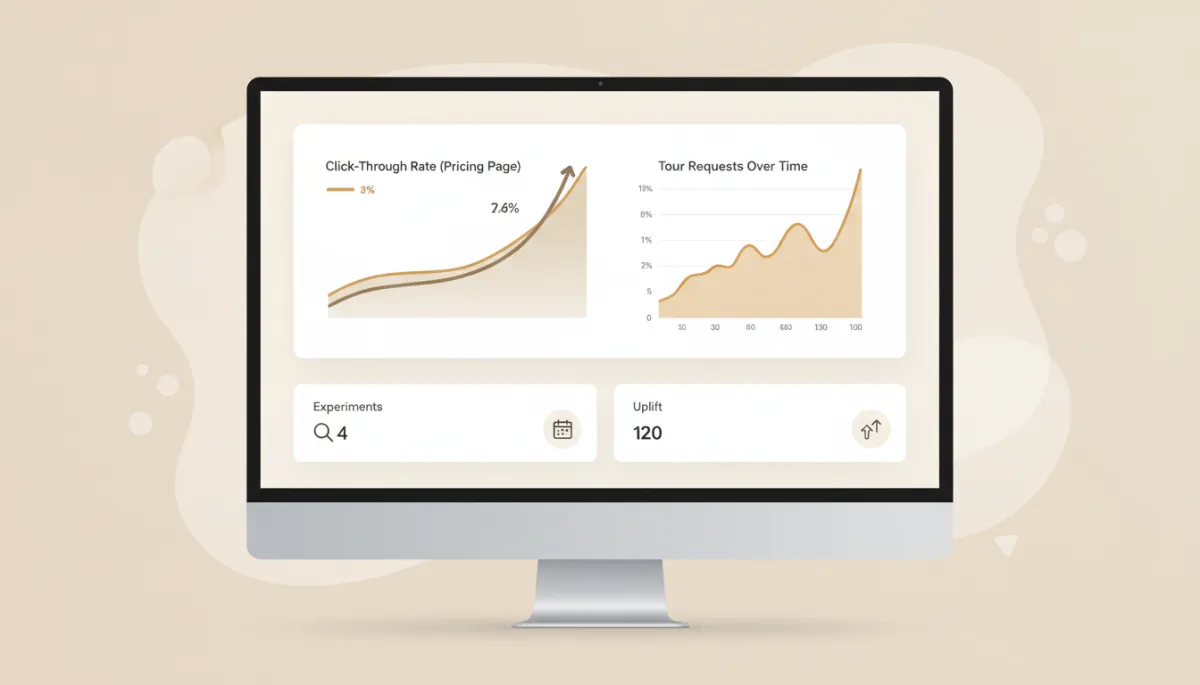 Analytics dashboard showing improved senior living pricing page performance Analytics dashboard showing improved senior living pricing page performance