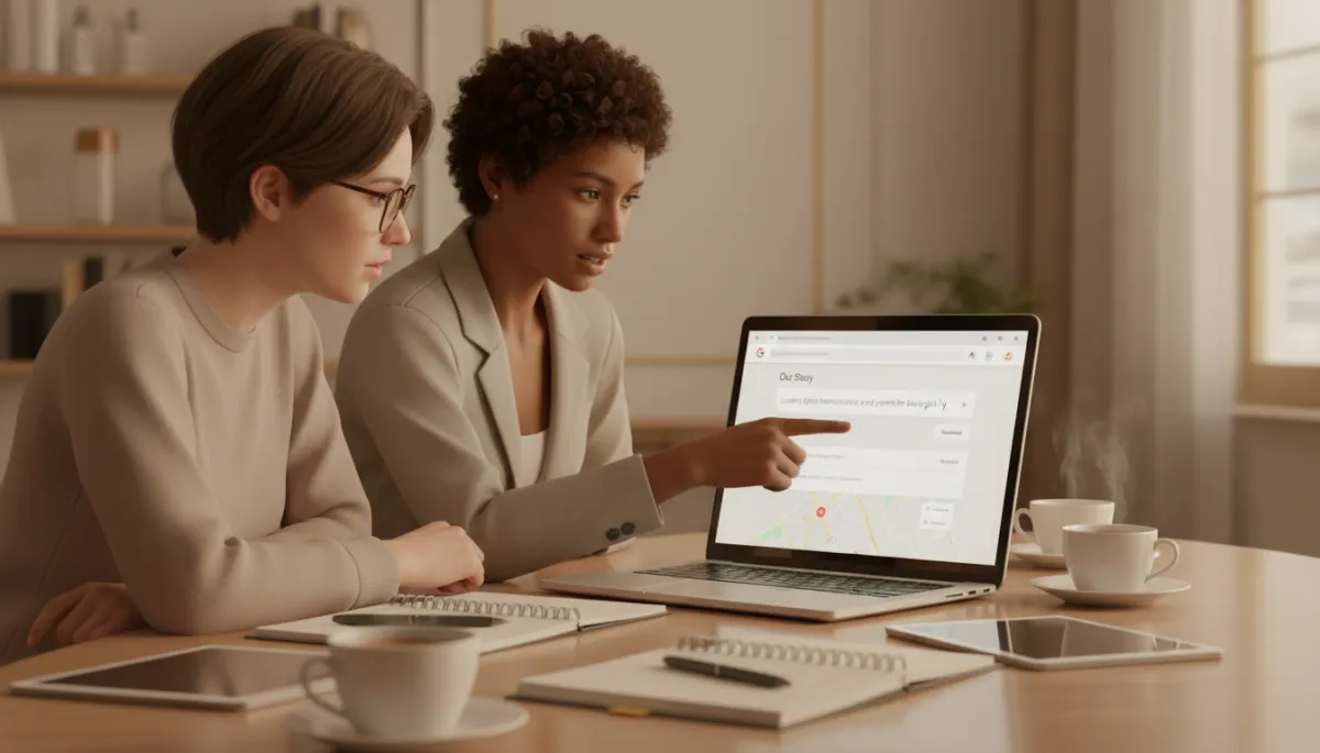 Consultant helping a business owner refine their Google Business Profile content