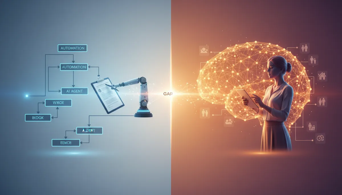 Senior market advisor reviewing AI agent dashboard in office