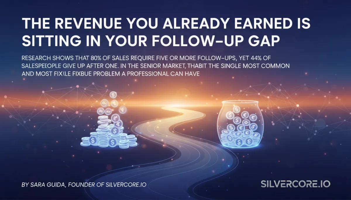 Senior market advisor reviewing CRM dashboard with leads