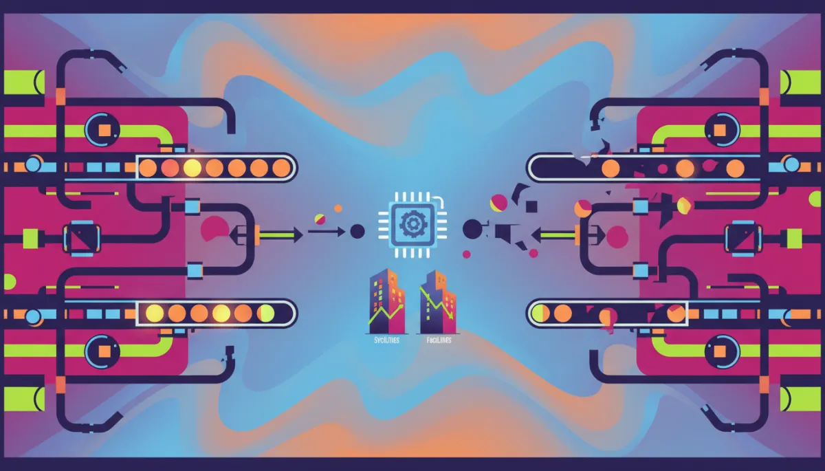 Illustration of two contrasting facilities, vibrant and chaotic