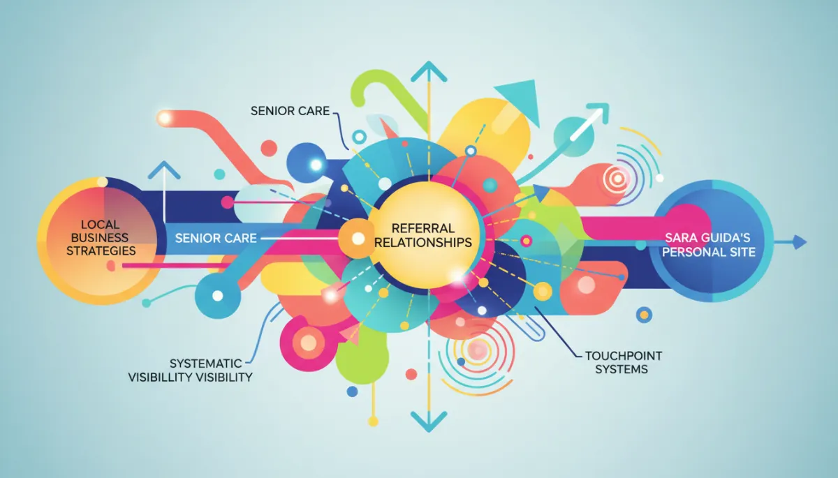 Abstract illustration of local referral network with circles and lines